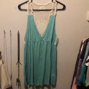 Mint colored lace back tank